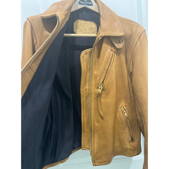 Vintage Walter Leather Co. Made in Mexico Leather Cognac Biker Jacket Sz S - Picture 3 of 7